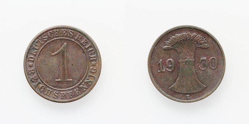 Weimarer Republik 1 Reichspfennig 1930 E