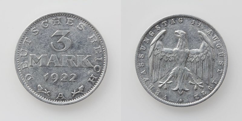 Weimarer Republik 3 Mark 1922 A