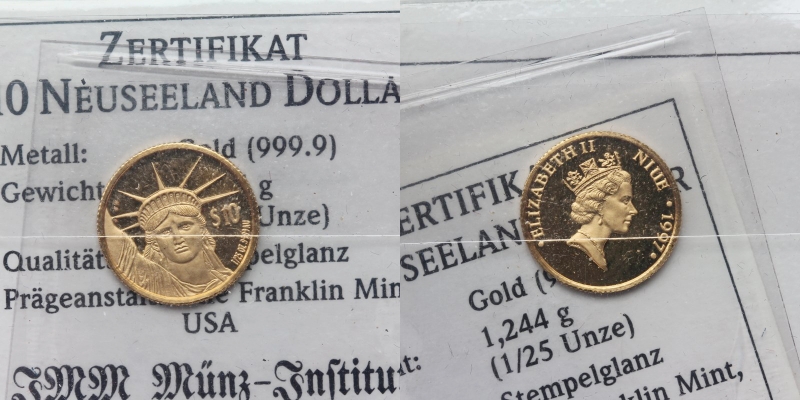 Neuseeland 10 Dollar 1997 Gold 1/25 Unze