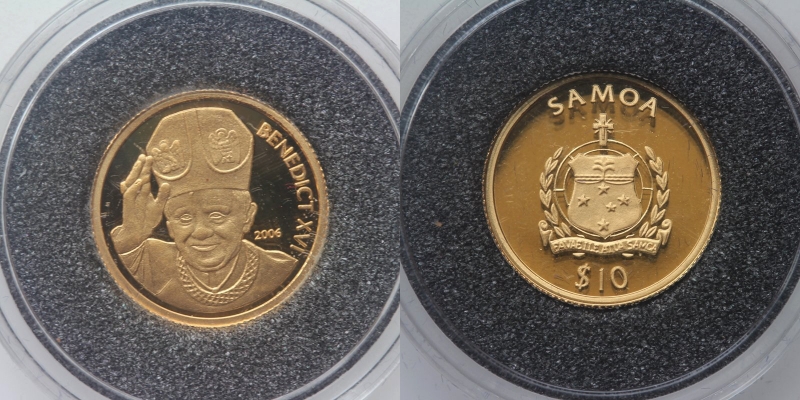Samoa 10 Dollars 2006 Gold 999 Papst Benedikt XVI.