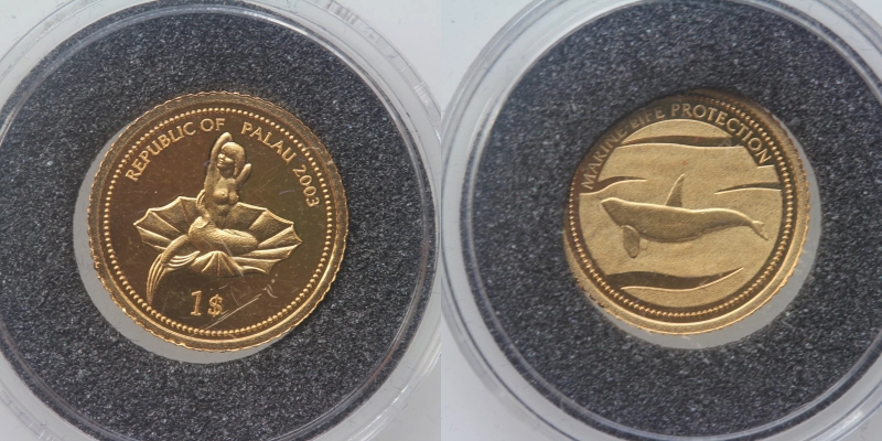 Palau 1 Dollar 2003 Gold 999 Orca