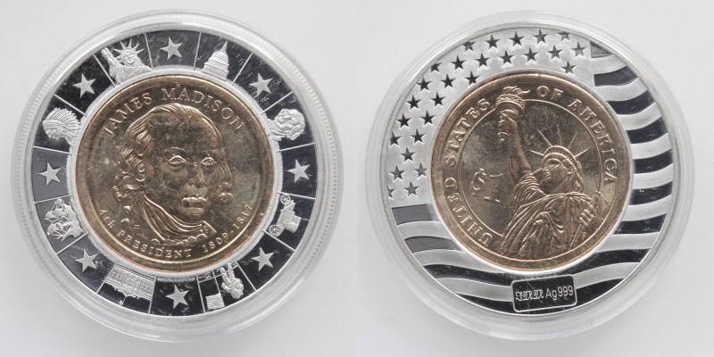 USA 1 Dollar 2009 James Madison mit Silberring