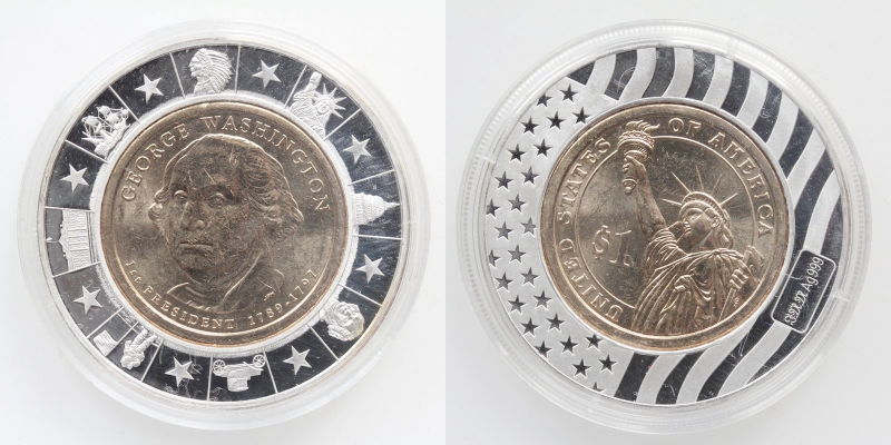 USA 1 Dollar 2009 George Washington mit Silberring