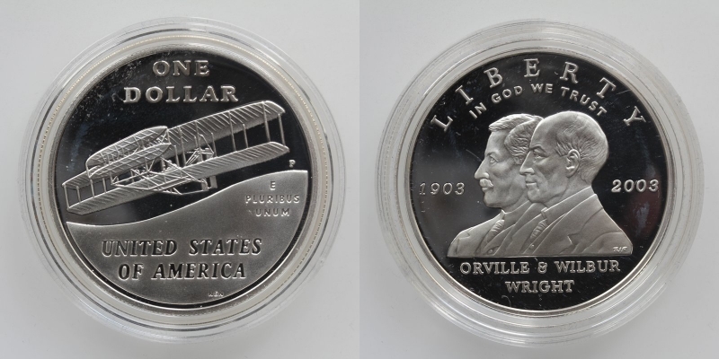 USA 1 Dollar 2003 der Wright-Brüder Silber 900