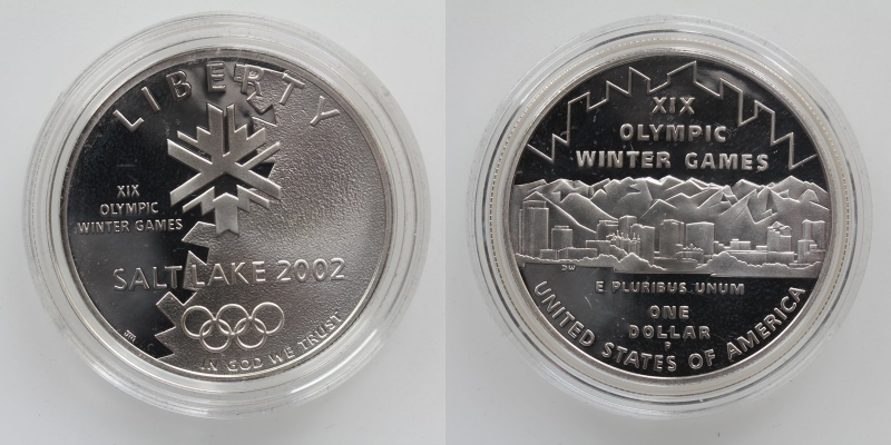 USA 1 Dollar 2002 Salt Lake City Silber 900 inkl. Zertifikat