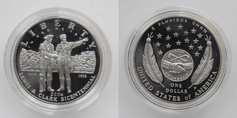 USA 1 Dollar 2004 Lewis und Clark Silber 900 inkl. Zertifikat