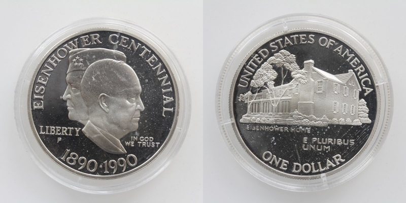 USA 1 Dollar 1990 Eisenhower Silber 900