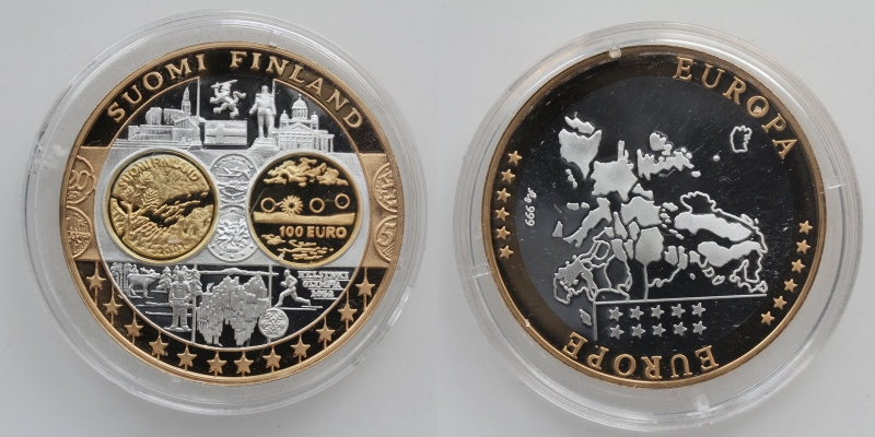 Finnland Silbermedaille 2002 vergoldet Europa