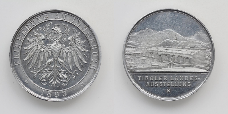 Tirol-Innsbruck Alu-Medaille 1893 a.d. Erinnerung Landesausstellung