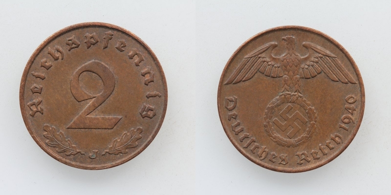 Deutsches Reich 2 Reichspfennig 1940 J