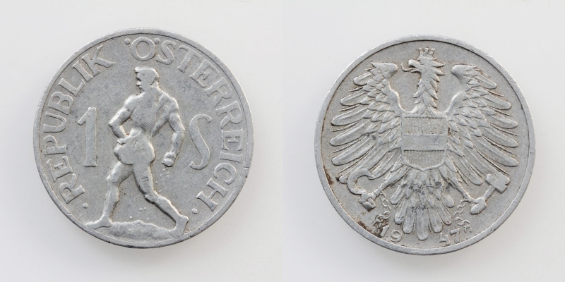 Österreich 2. Republik 1 Schilling 1947 Alu