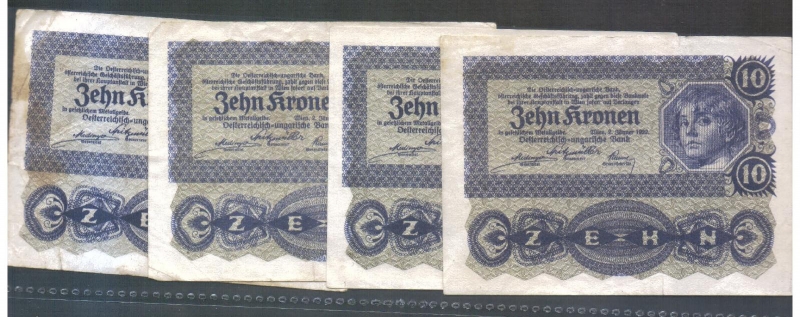 Österreich-Ungarn 10 Kronen 1922 4 Stück