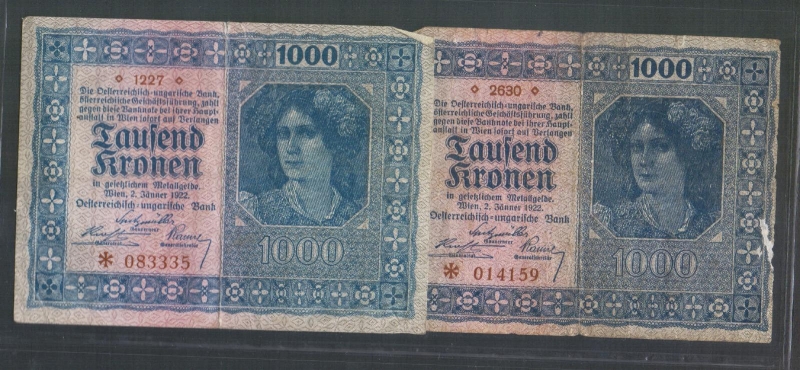 Österreich-Ungarn 1000 Kronen 1922 2 Stück