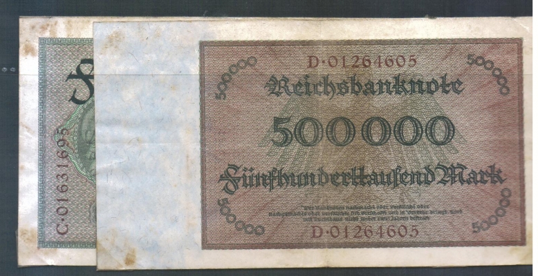 Deutsches Reich 500 000 Mark 1923 2 Stück