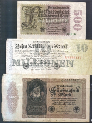 Deutsches Reich LOT Mark 1922/23 3 Stück
