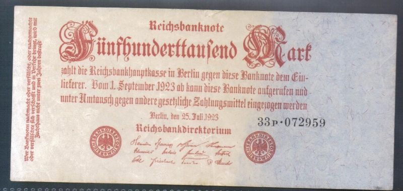 Deutsches Reich 500 000 Mark 1923