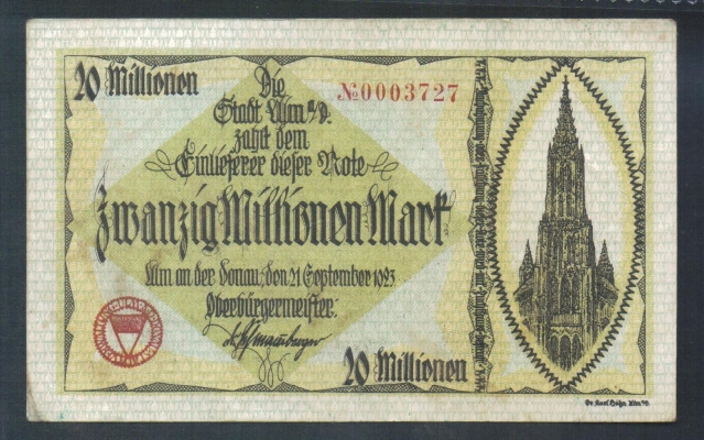 Ulm 20 Millionen Mark 1923