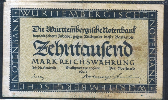 Württemberg 10000 Mark 1923