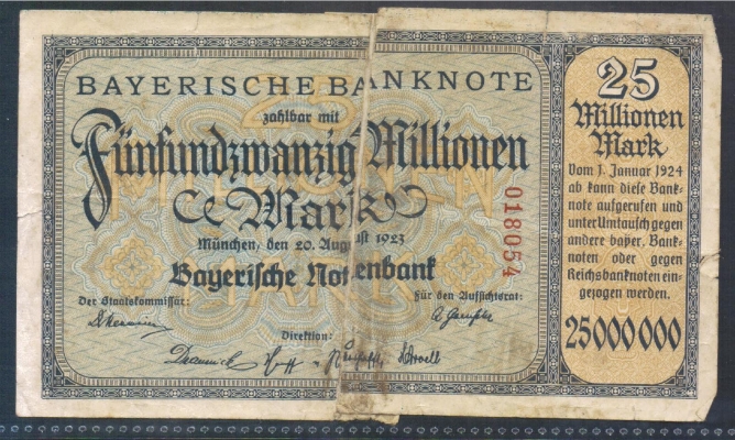 Bayern 25 Millionen Mark 1923