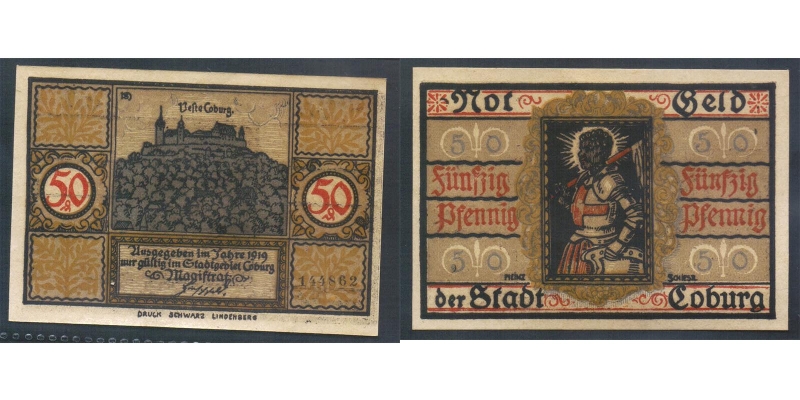 Bayern Coburg Notgeld 50 Pfennig 1919