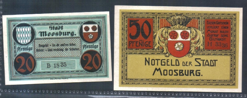 Bayern Moosburg 20 und 50 Pfennig o.D. (1920)