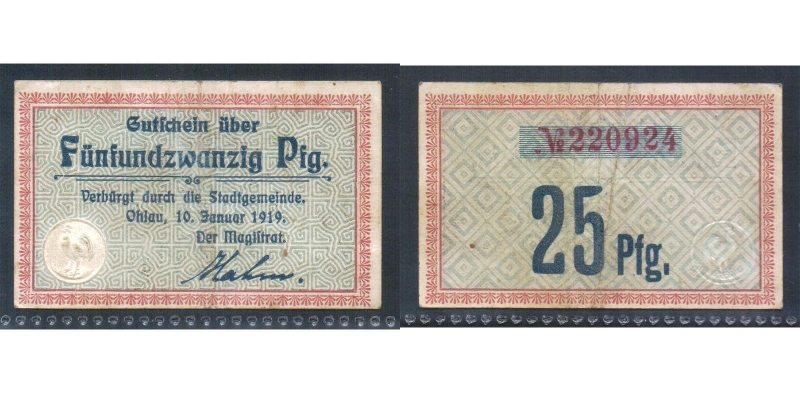 Schlesien Ohlau 25 Pfennig 1919