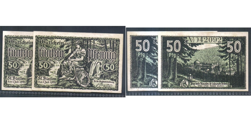 Baden St. Blasien 2 x 50 Pfennig 1920