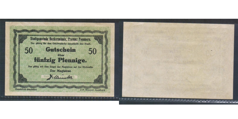 Pommern Ueckermünde 50 Pfennig 1921
