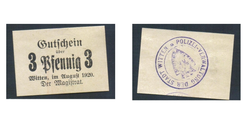 Westfalen Witten 3 Pfennig 1920