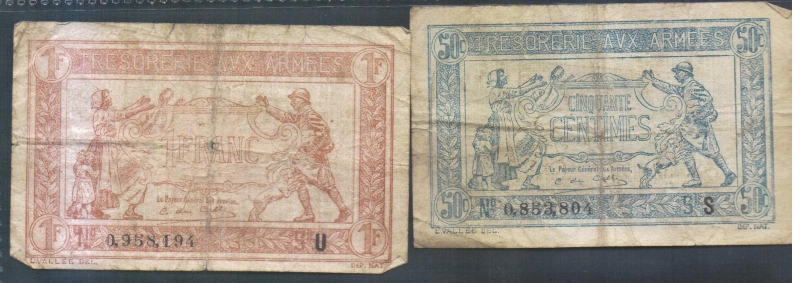 Frankreich Notgeld 50 Centimes und 1 Franc 1917