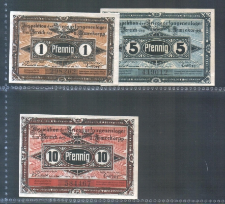 Brandenburg Custrin Gefangenen-Lager 1,5,10 Pfennig 1917