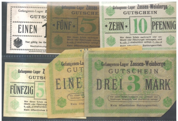 Brandenburg Zossen-Weinberge 1,5,10,50 Pfennig 1,3 Mark o.D.