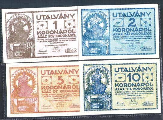Ungarn-Budapest Ganz-Törzsgyár 1,2,5,10 Korona utalvány 1919