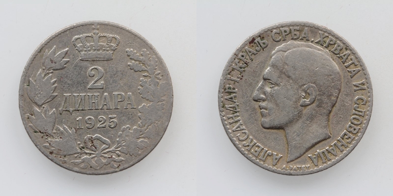 Jugoslawien Königreich Alexander I. 2 Dinara 1925