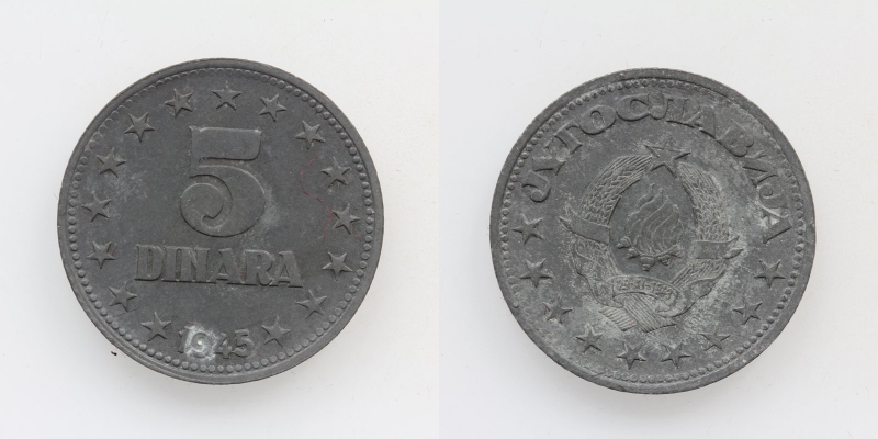 Jugoslawien 5 Dinara 1945