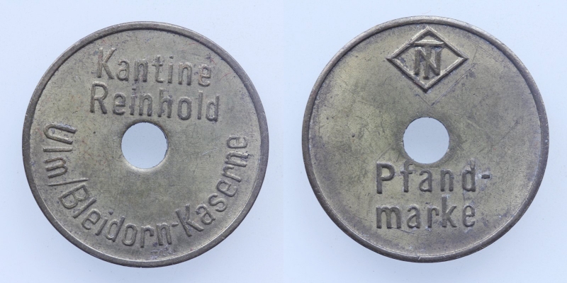 Pfandmarke Kantine Reinhold o.J. Ulm/Bleidorn-Kaserne
