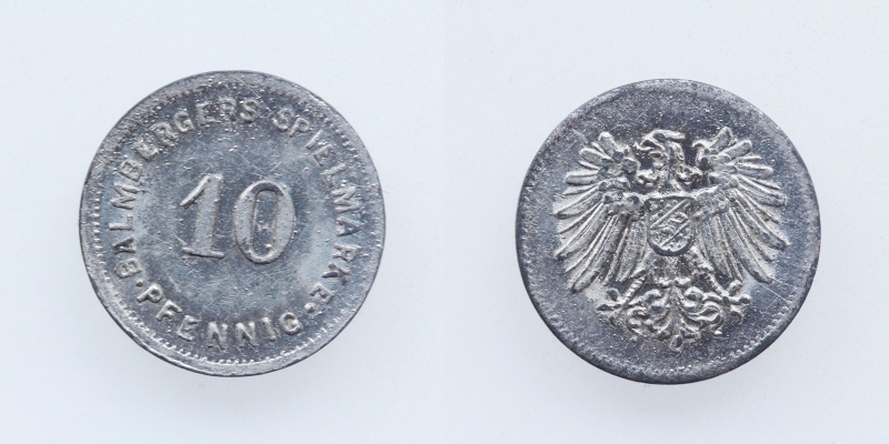 Deutschland Balmbergers Spielmarke 10 Pfennig