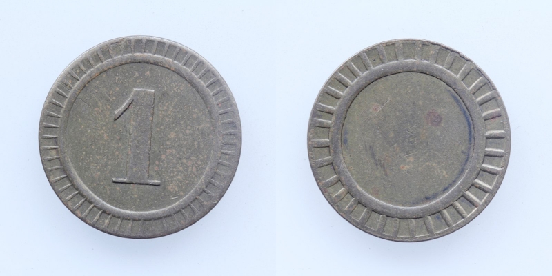 Spielmarke Spielgeld Wert 1 Messing