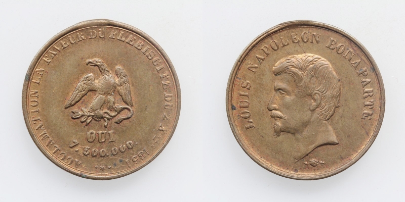Medaille en Laiton Louis-Napoléon Bonaparte Acclamation du Plébiscite 1851