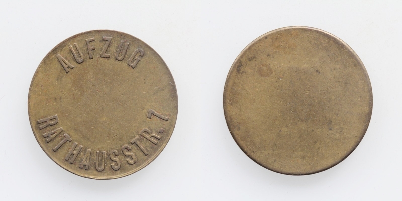 Wertmarke Jeton Aufzug Rathausstr. 7