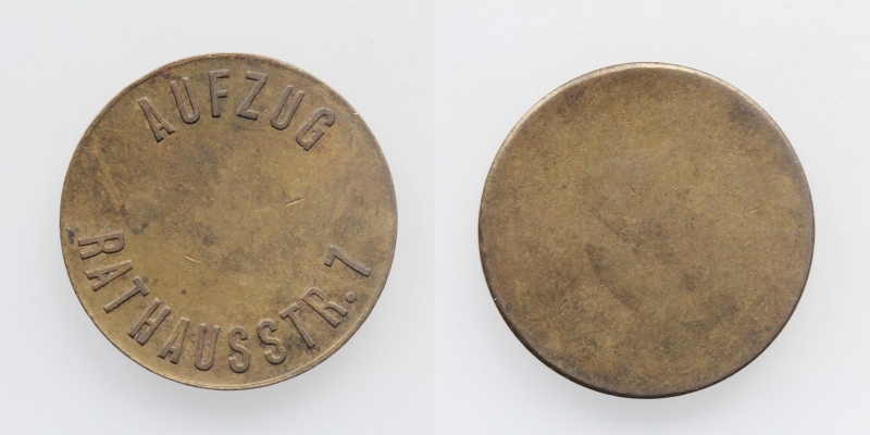 Wertmarke Jeton Aufzug Rathausstr. 7