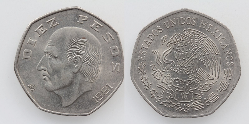 Mexiko 10 Pesos 1981 Mexico City