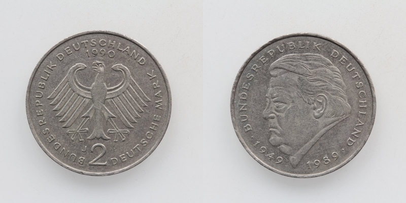 Deutschland 2 Mark 1990 Franz Josef Strauss