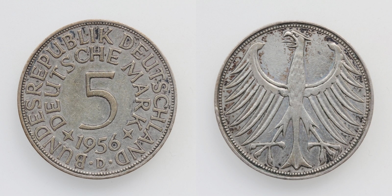 Deutschland 5 Mark 1956 D Silber