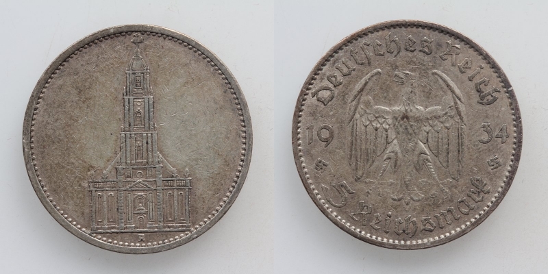 Deutsches Reich 5 Reichsmark 1934 A Garnisonskirche