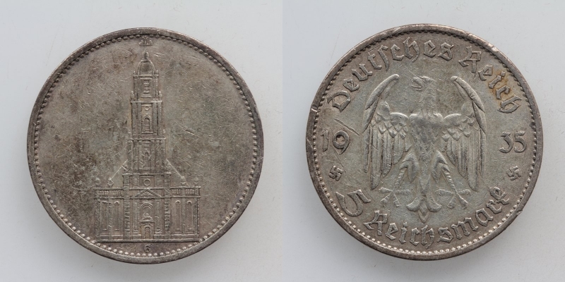 Deutsches Reich 5 Reichsmark 1935 G Garnisonskirche