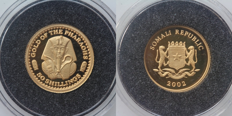 Somalia 50 Schillings 2002 Gold 999 Pharaon