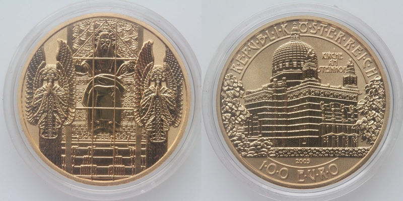 Österreich 100 Euro 2005 Gold Kirche am Steinhof