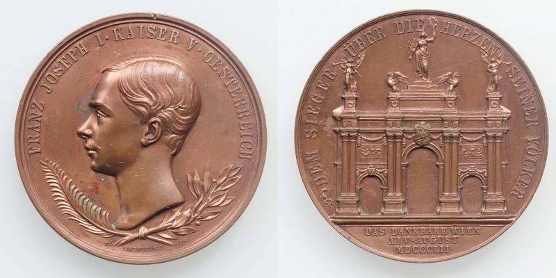 Franz Joseph I. AE-Medaille 1852 a.d. Rückkehr aus Ungarn nach Wien