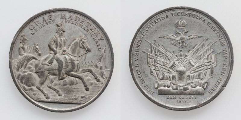 Zinnmedaille Graf Radetzky 1848 von Drentwett